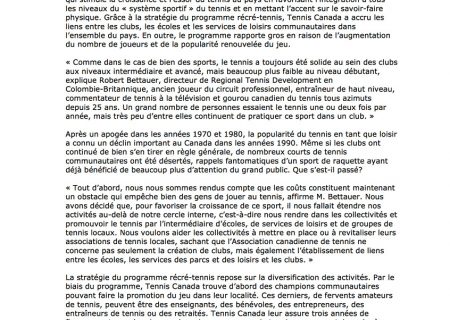 Le tennis crée des liens entre les services de loisirs, les écoles et les clubs